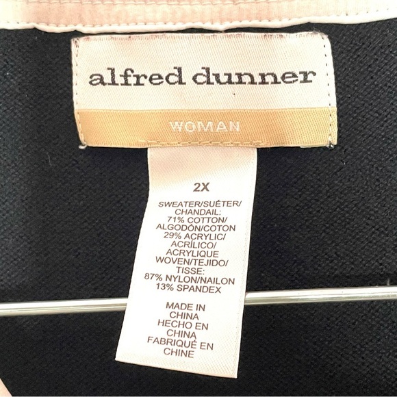 Alfred Dunner "Madison Avenue" Black Collared Embellished Diamond Sweater Top 2X - Picture 8 of 8